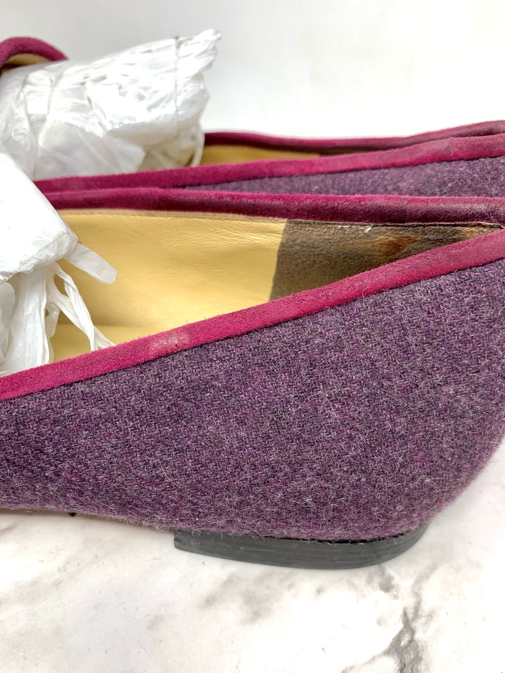 Cole Haan Sabrina Purple Wool Tassel Loafers with Pink Trim 10AA Preppy Quirky - Picture 12 of 16